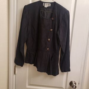 SK & Company Charcoal Asymmetrical Button Blazer Pre-own